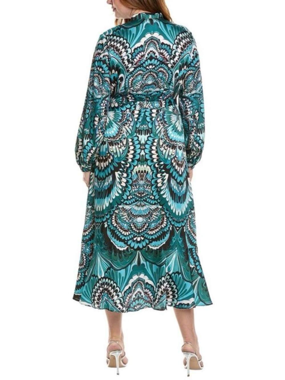 Marina Rinaldi Delfi Abstract-Print Twill Midi-Dress Women’s 18 NWT $945 MSRP - Picture 3 of 15
